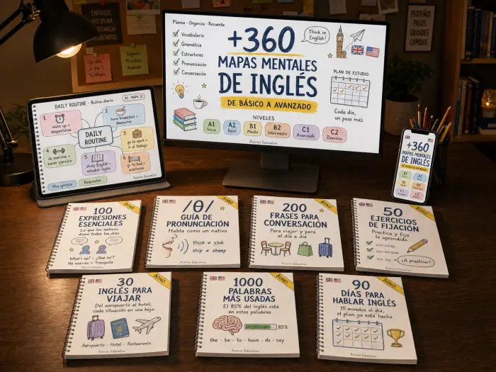 Kit +360 Mapas Mentales de Inglés con 7 bonos