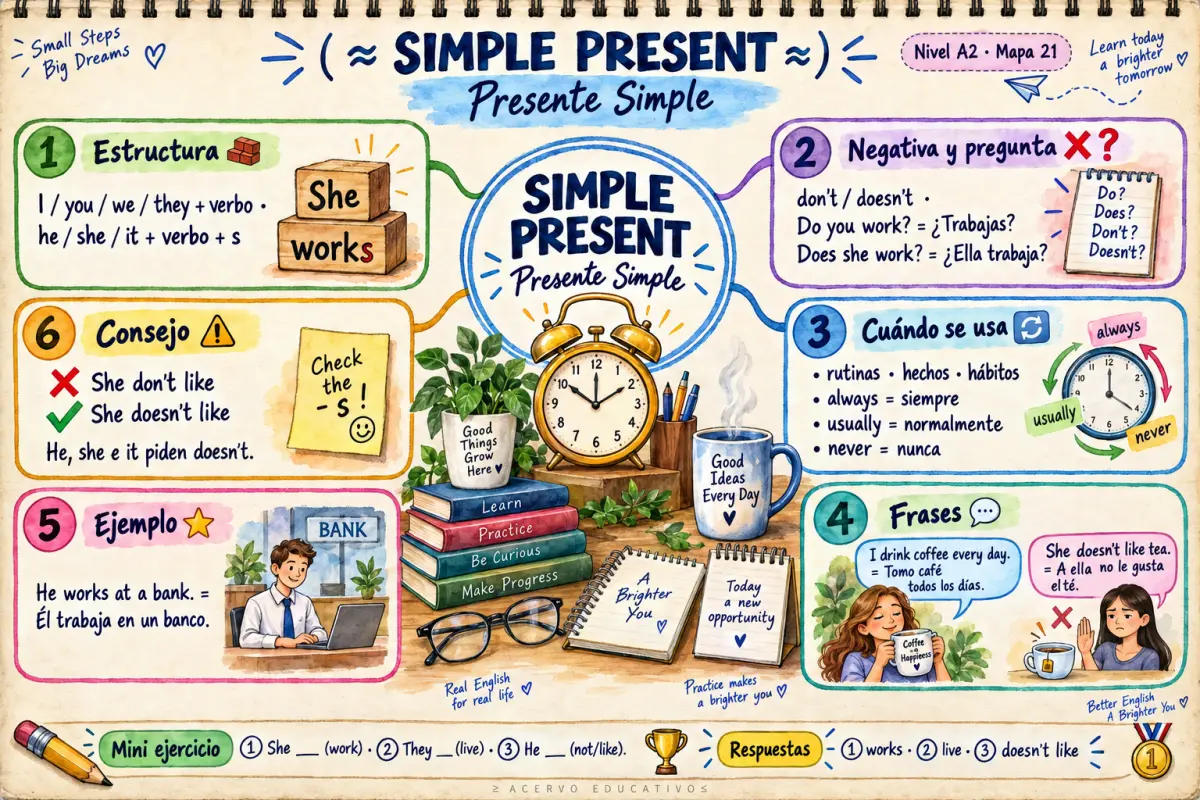 Mapa mental - Presente Simple (A2)